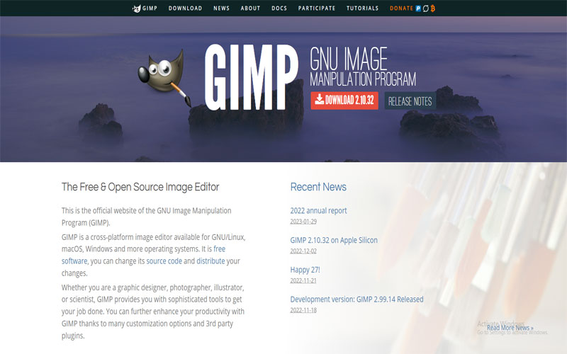 phần mềm thiết kế giao diện website gimp